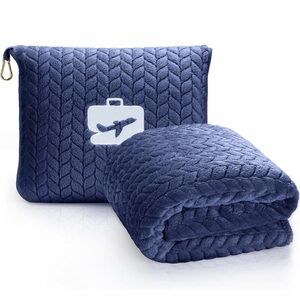 New never used Navy Blue Travel Blanket pillow pouch